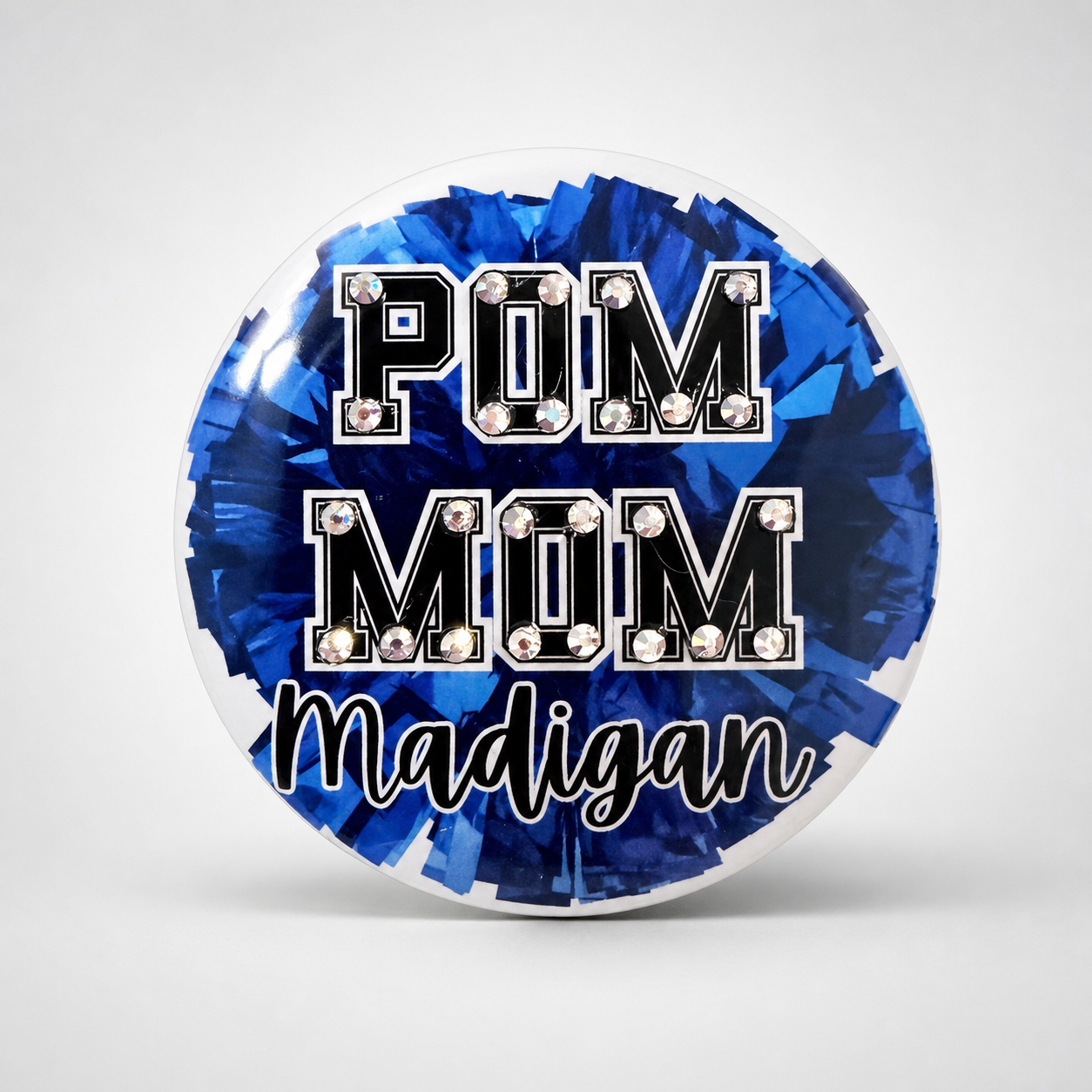Custom Photo Rhinestone Button Pin 3"