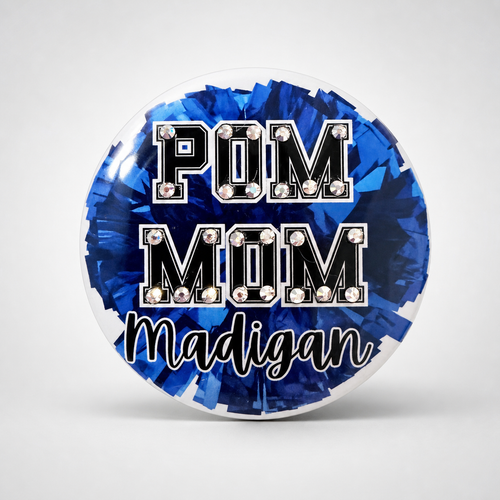 Custom Photo Rhinestone Button Pin 3"